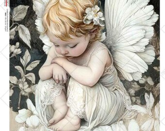 Baby Floral Angel II| Paper Design #111|A4|Decoupage Paper for DIY, Crafts, scrapbooking, art journals, mixed media