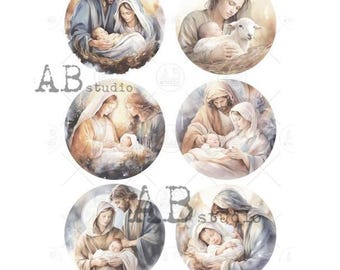 Holy Family Nativity | AB Studios Rice paper #857| A4 - DIY, Crafts, scrapbooking, art journals, mixed media