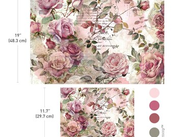 Dusty Velvet Mauve | 2 sheets | decoupage Fiber Set| Redesign with Prima| DIY Furniture Arts Crafts