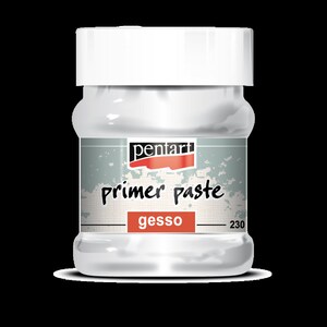 May include: A white plastic jar of Pentart primer paste gesso, labeled "primer paste gesso" and "230".
