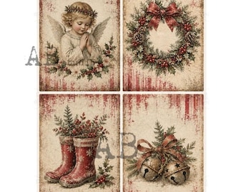 Holiday 4 | AB Studios #771 | A4 | Boots, Angel, Wreath, Bells | Crafts, scrapbooking, art journals, mixed media