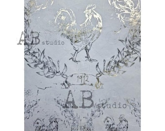 Gilded Rooster | AB Studios #1082 |Decoupage Queen - A4 - DIY, Crafts, scrapbooking, art journals, mixed media