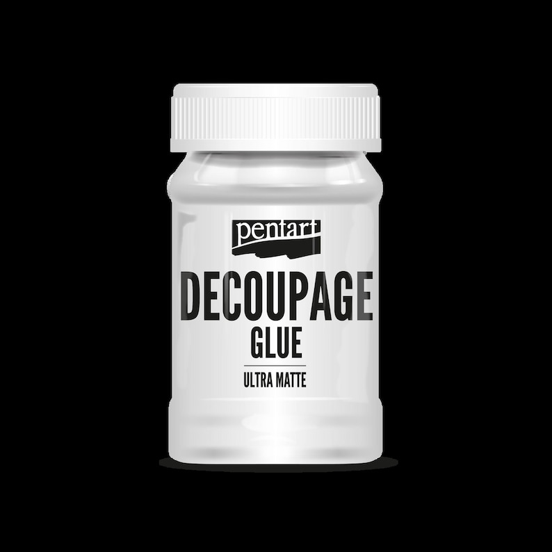 May include: A white bottle of Pentart Decoupage Glue, labeled "Ultra Matte".