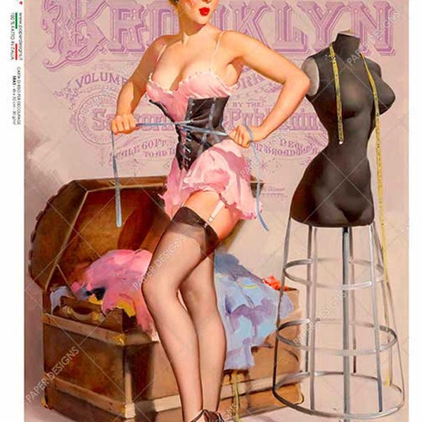 Trying on Corsets Pinup| Paper Design|A4 paper - Decoupage Paper for DIY, Crafts, scrapbooking, art journals, mixed media