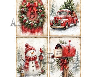 Winter Christmas 4 pack | AB Studios #8047 | A4  | snowman wreath | Crafts, scrapbooking, art journals, mixed media