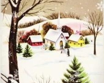 Holiday Village - Seasons Greeting 1962 | Decoupage Queen | Ellen J Goods | A4 Decoupage Paper Crafts, scrapbooking, art journals