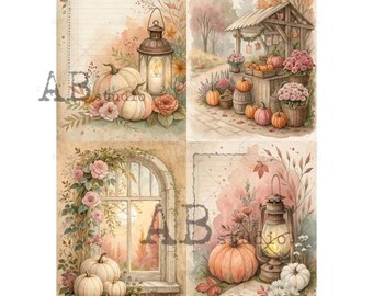 4 Fall Scenes | AB Studios #865 | A4  | Crafts, scrapbooking, art journals, mixed media