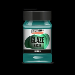 May include: A green glass jar of Pentart Glaze Paste in the color Emerald.