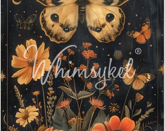 Midnight Moth | Whimsykel Designs |  21" x 29" | 18 lb Tissue