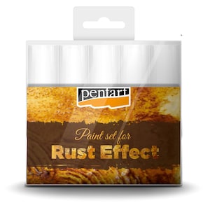 May include: A set of six white paint tubes in a clear plastic package. The package has a label that says "pentart Paint set for Rust Effect".