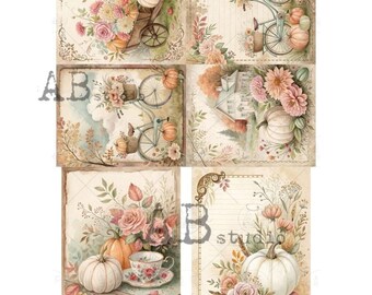 6 Fall Scenes | AB Studios #864  A4  | Crafts, scrapbooking, art journals, mixed media