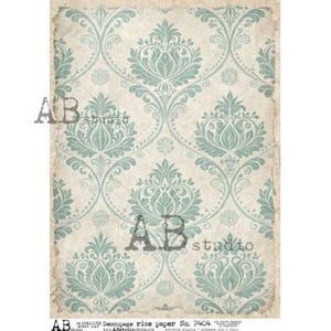 Vintage Damask Background Pattern | AB Studios Rice paper #7405| A4 - DIY, Crafts, scrapbooking, art journals, mixed media