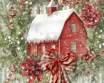 Santas Cottage - Christmas in the Village 2026 | Decoupage Queen | Ellen J Goods | A4 Decoupage Paper Crafts, scrapbooking, art journals