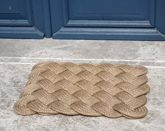 Nautical doormat, rope carpet, maritime doormat, doormat made of jute rope, sailor's knot, made by hand, rustic, washable