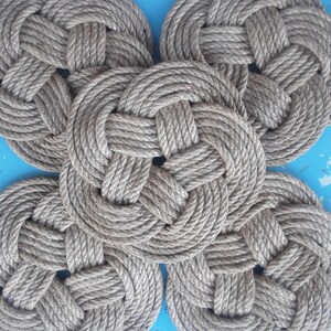 Coasters for pots, coffee pots or tea - Turks Head Knot -