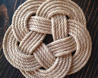 Maritime Coaster, Beach House, seafaring knot Türkischerbund from Juteseil,