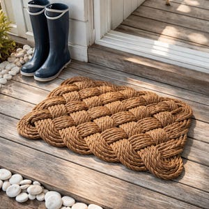 Nautical doormat, rope carpet, maritime doormat, jute rope mat, sailor's knot, handmade, rustic, washable