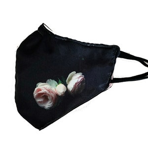 Peonies Black Face Mask