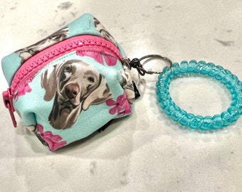 Weimaraner with Fuchsia Poop Bag Holder