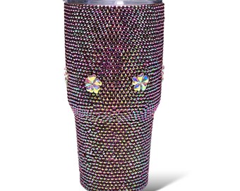 Rainbow Purple AB Rhinestone 30oz Tapered Tumbler
