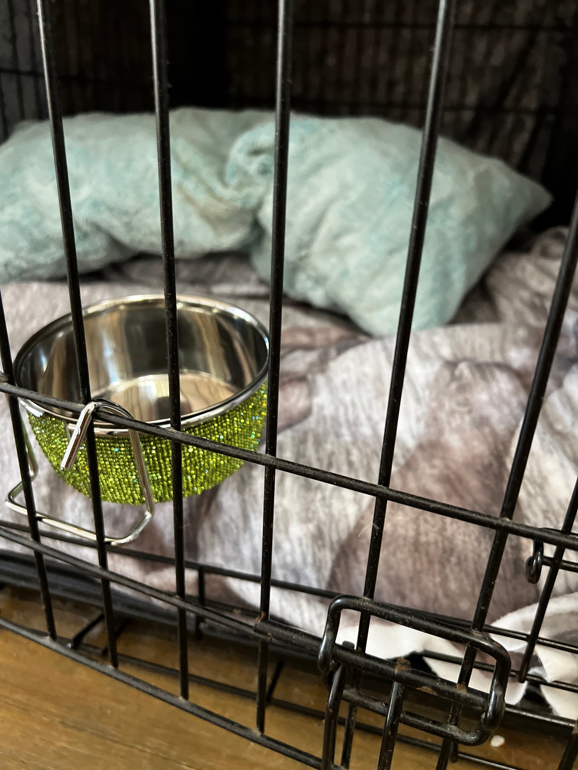 6 Round Stainless Steel Crate Bowl With Rhinestone Finish Etsy