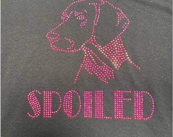 Camiseta de perro estropeada con diamantes de imitación