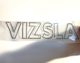 Vizsla Text Rhinestone Iron On Patch