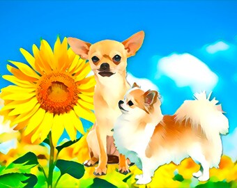 Chihuahua en Bolsa de accesorios de campo girasol