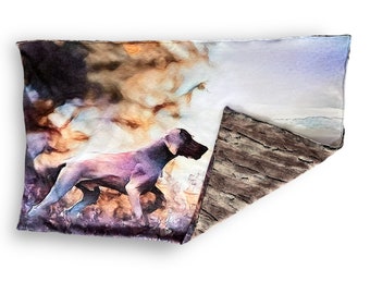 Manta de forro polar con diseño de perro de caza Minky Watercolour