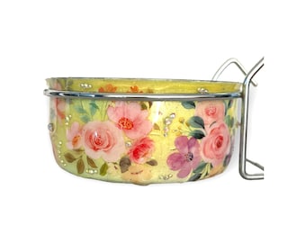 Crystal Floral Dog Crate Bowl