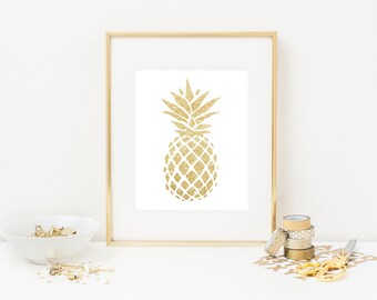 Glitter Gold Pineapple Print | Nursery Wall Art | Home Decor Print
