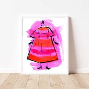 Pink Dress Fashion Illustration Print