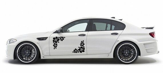 Hibiscus Flower corner design car truck SUV decal sticker 6/" White