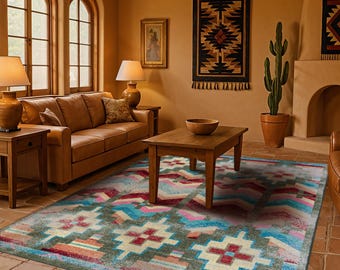 Bright Southwest Rug, Southwest Area Rug, Bright Area Rug, Aztec Rug, Aztec Area Rug, Southwest Rug, Southwestern Decor, Southwest Rug 8x10
