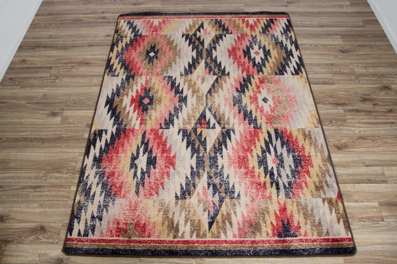 Red Southwest Rug Native American Style Rug Southwestern Etsy
