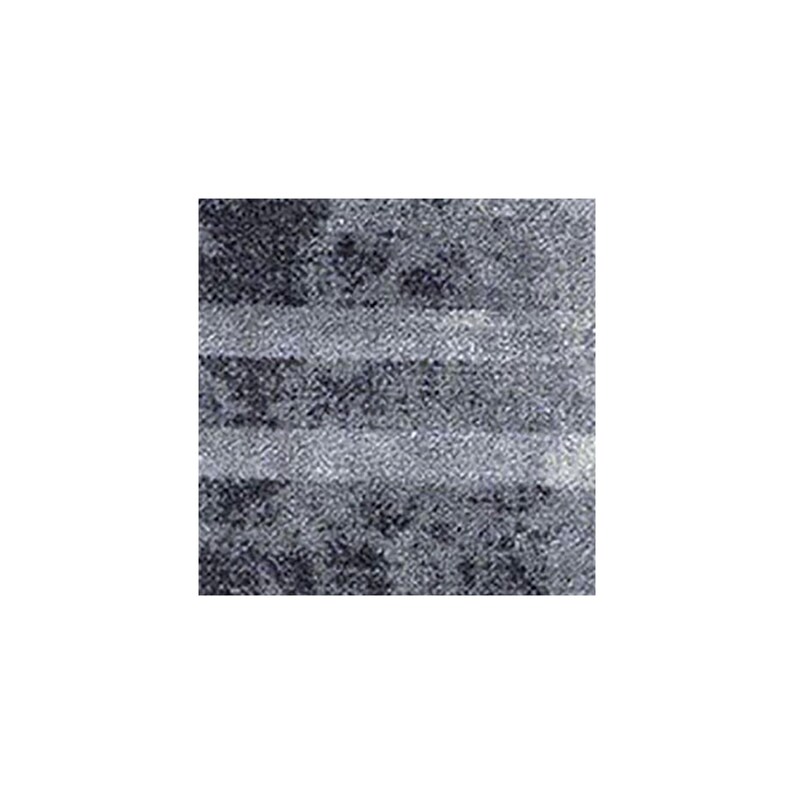 May include: A square textile swatch featuring a dark charcoal grey and black mottled pattern. The surface is interrupted by two horizontal, lighter grey stripes that run across the centre, creating a distinct contrast against the darker textured background.