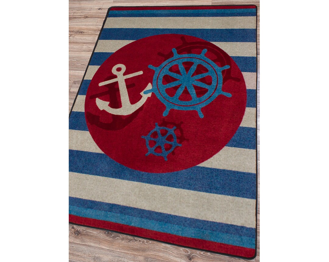 Anchor Rug, Ship Anchor Rug, Coastal Rug, Beach Rug, Nautical Rug