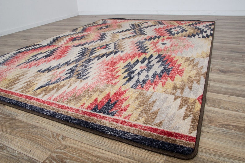 Red Southwest Rug Native American Style Rug Southwestern Etsy