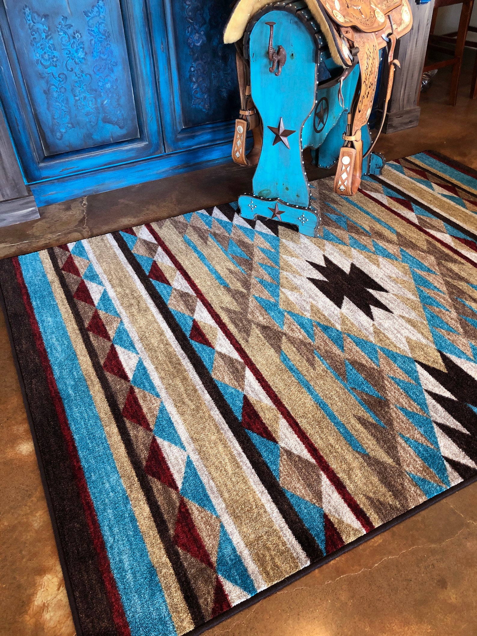 Bright Native American Style Rug, Bright Native American Style Area Rug