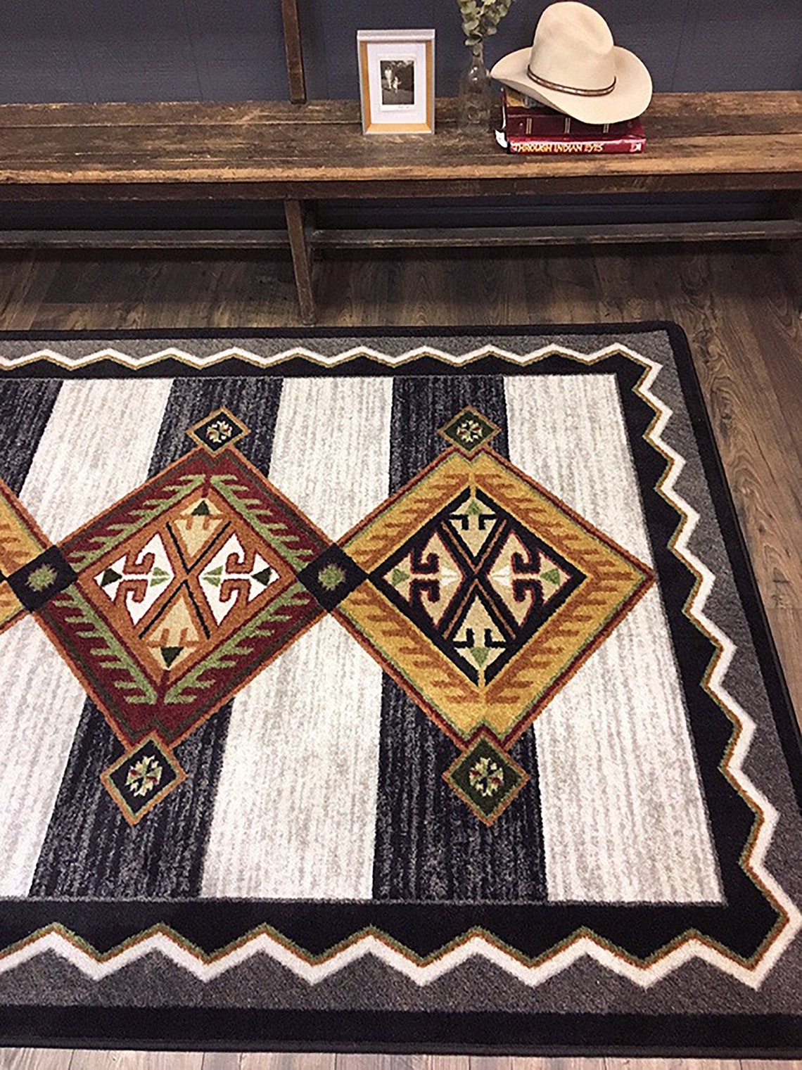 Black and White Southwestern Rug Southwestern Area Rug Etsy