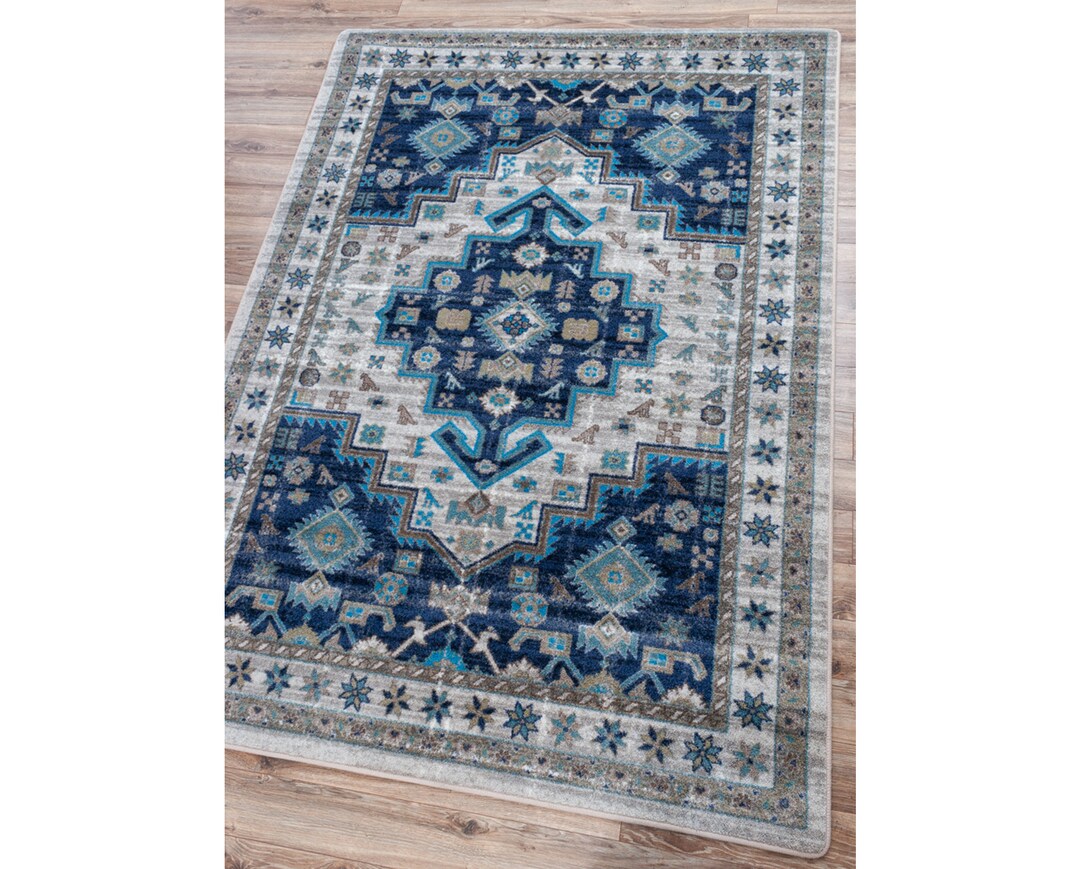 Blue Persian Style Rug, Blue Persian Rug, Persian Rug, Blue Rug, 8x10