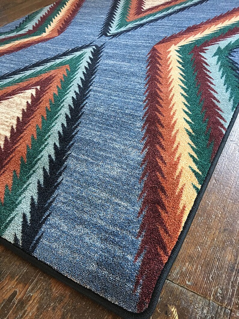 Blue Southwestern Rug Southwest Rug Southwestern Rug Etsy