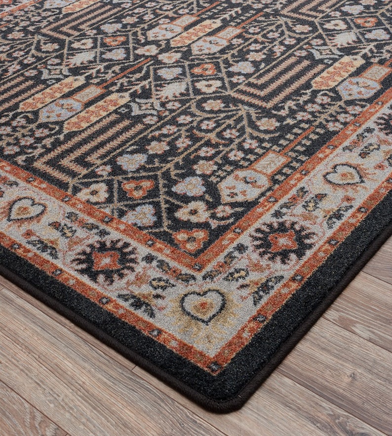Black Persian Style Rug Persian Style Area Rug Persian Rug Etsy