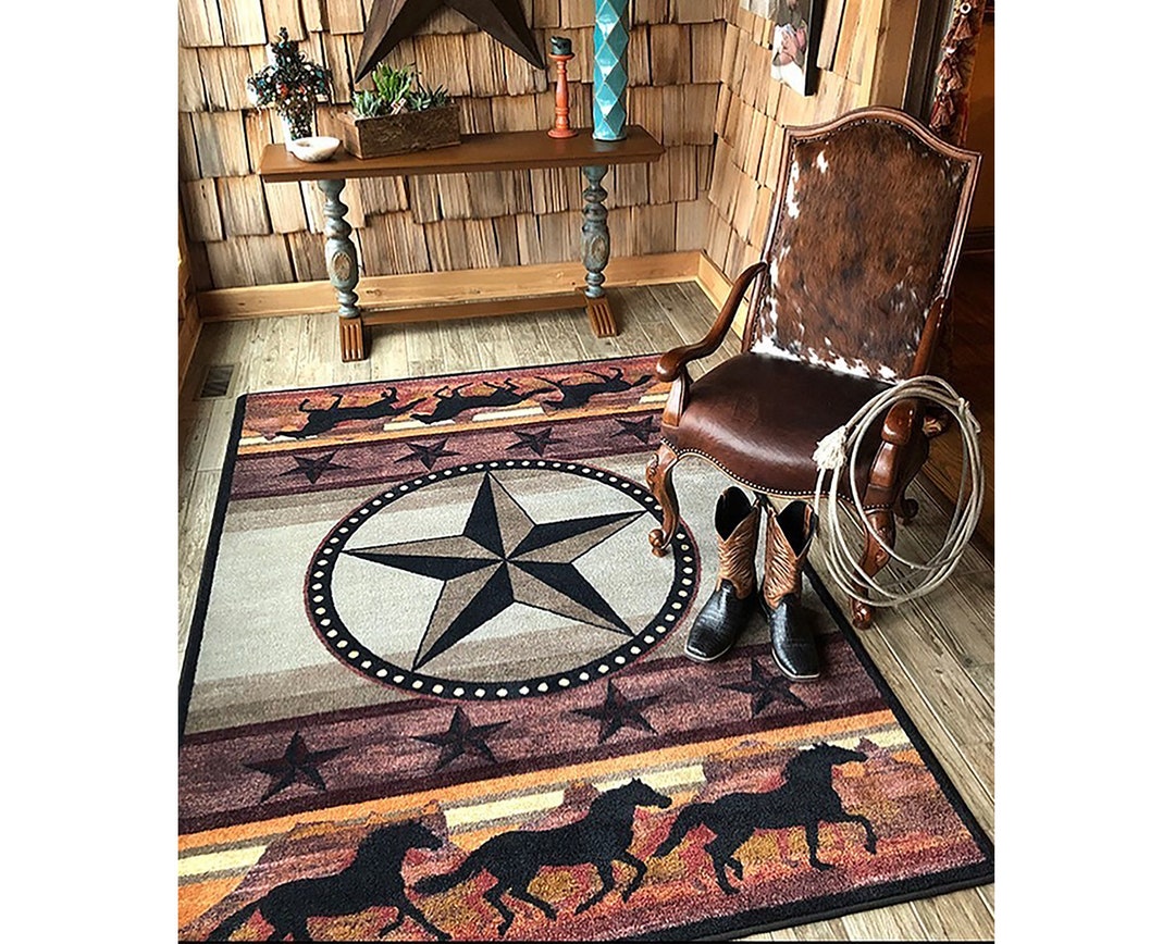 Western Rug, Horse Rug, Cowboy Rug, Southwestern Rug, Western Area Rug
