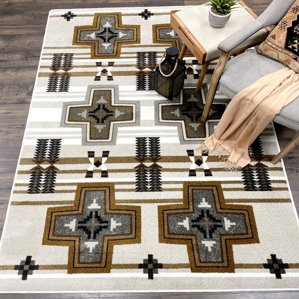 Gray Southwestern Rug, Gray Native American Style Rug, Navajo Style Rug, Native American Style Area Rug, Gray Southwest Rug, Gray Indian Rug