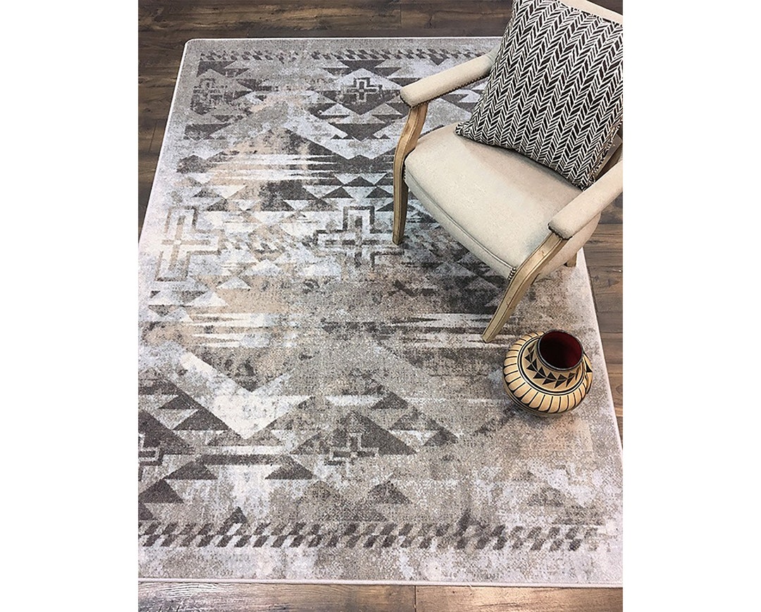 Gray Southwestern Rug, Southwestern Rug, Rustic Rug, Distressed Rug