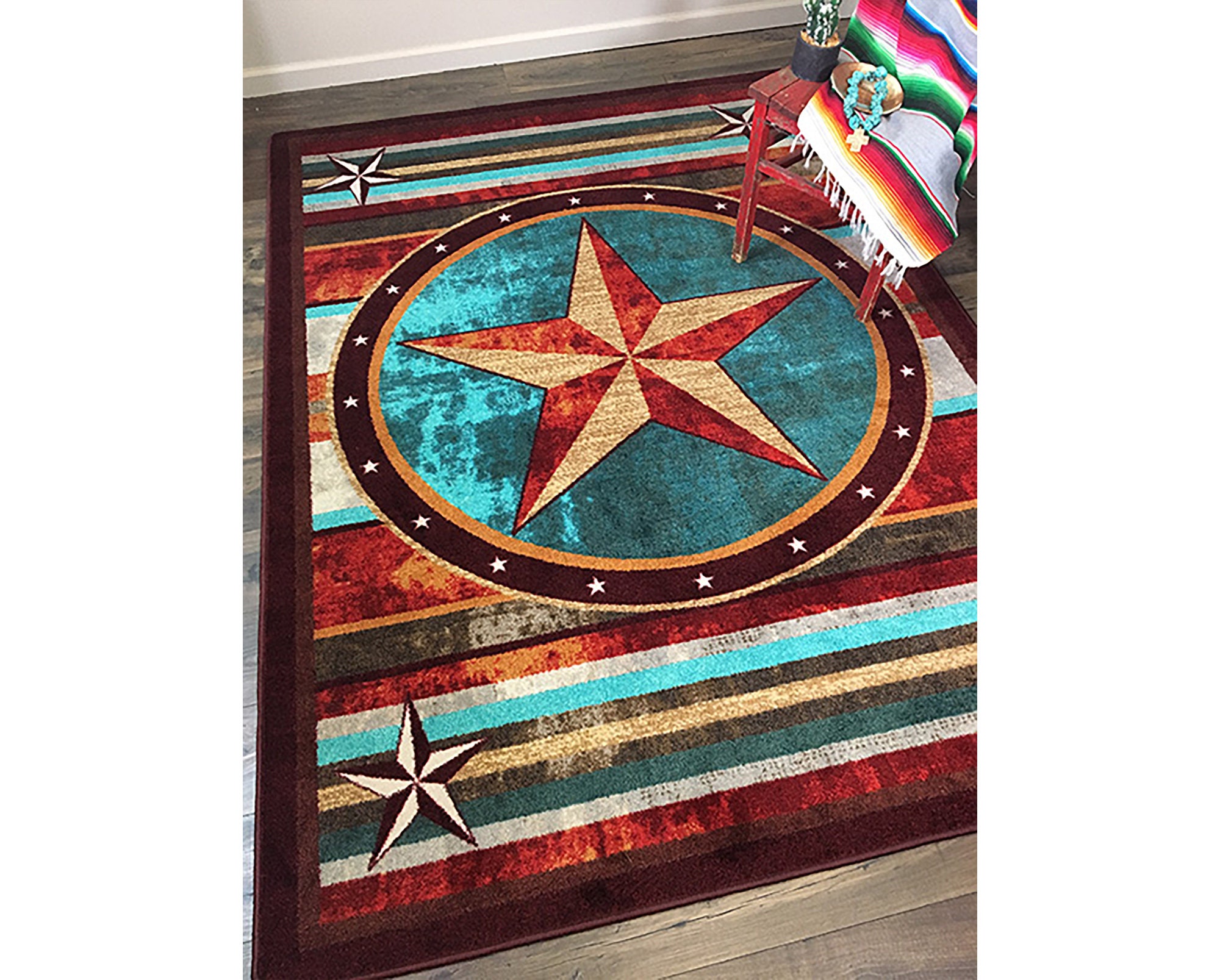 Bright Western Rug Western Rug Western Area Rug Texas Star Etsy