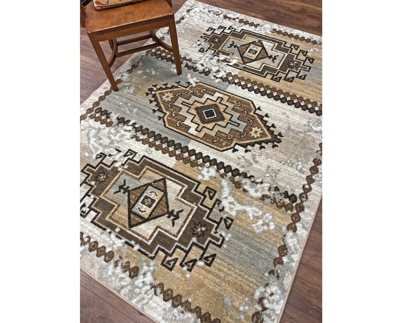 Gray Southwestern Rug Gray Southwest Rug Gray Southwestern Etsy