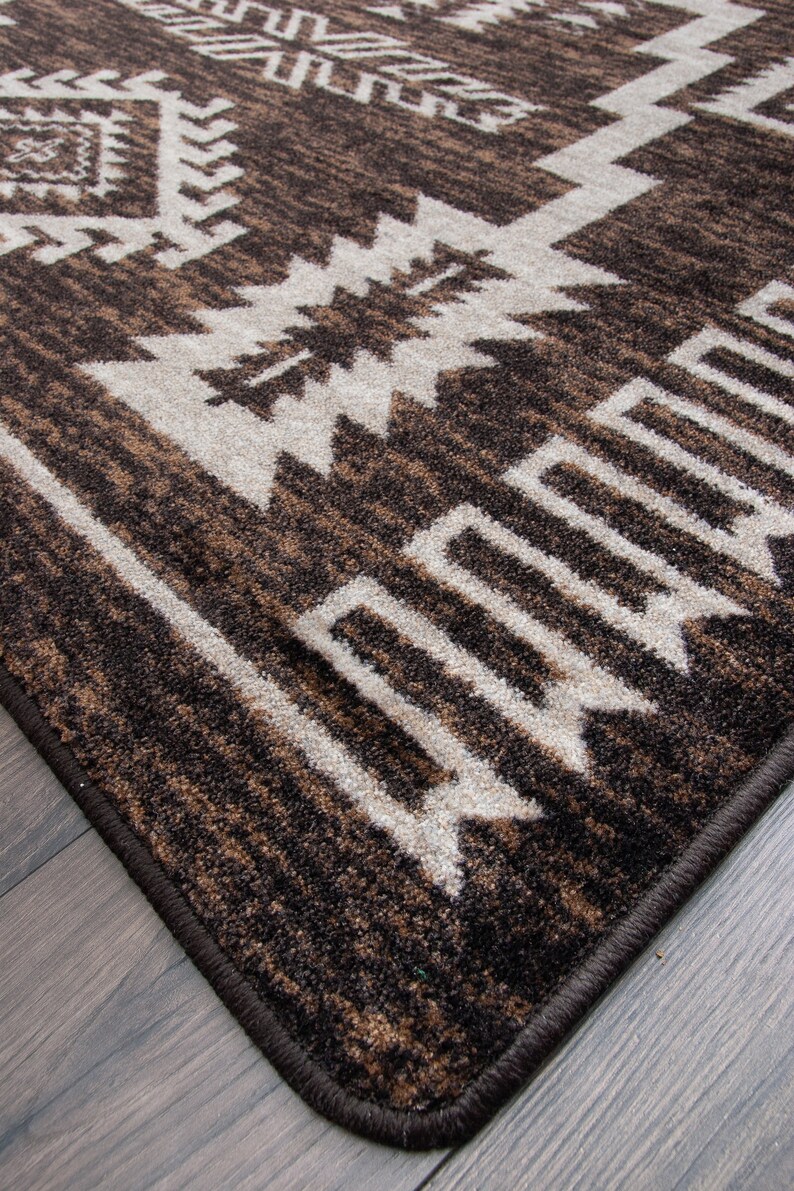 Brown Southwestern Rug Brown Native American Style Rug Brown Etsy