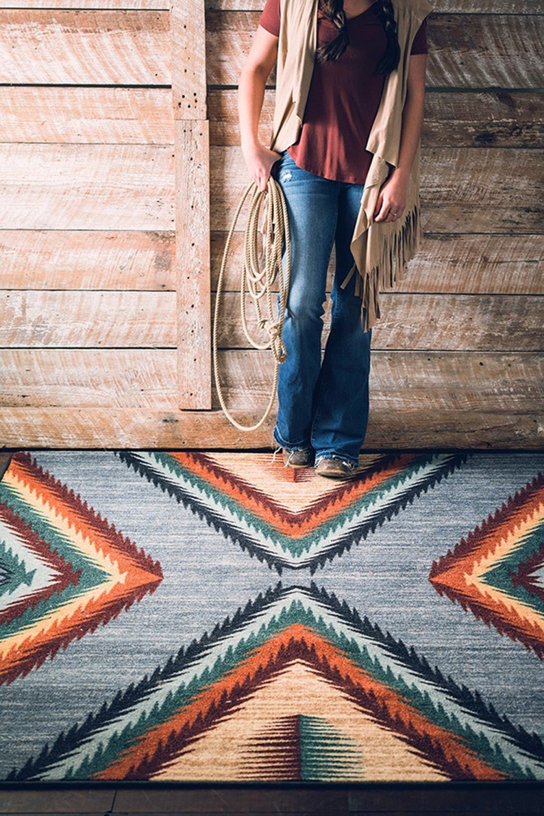 Blue Southwestern Rug Southwest Rug Southwestern Rug Etsy